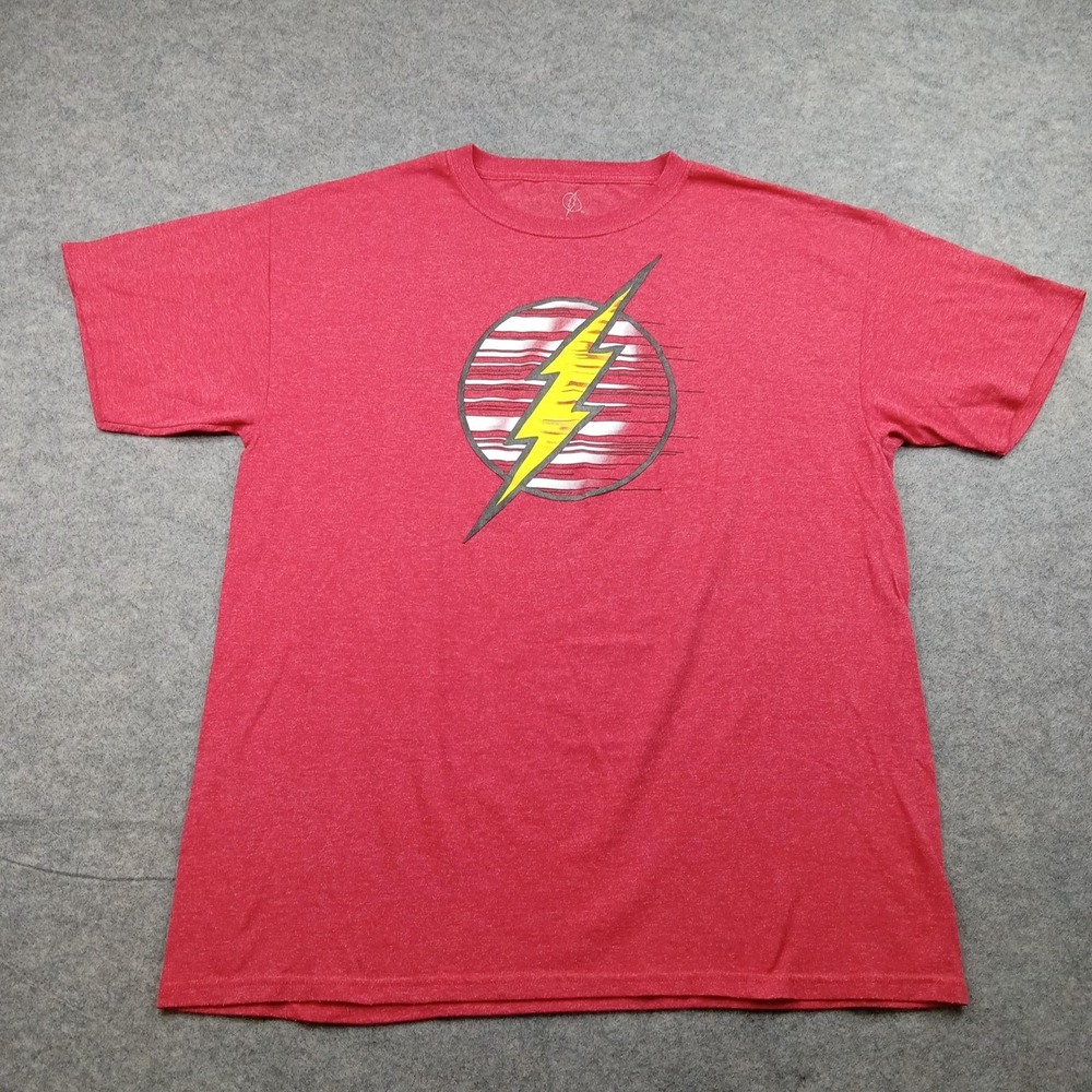 The Flash Shirt Mens Large Red Heather Lightning Bolt DC Comics Graphic Tee